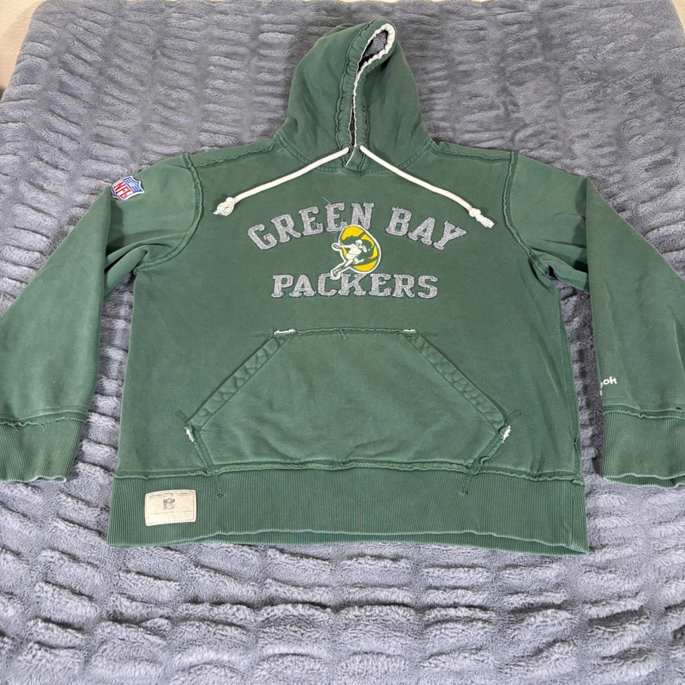 Reebok NFL Vintage Green Bay Packers Hoodie Mens Large Green Pullover AR927
